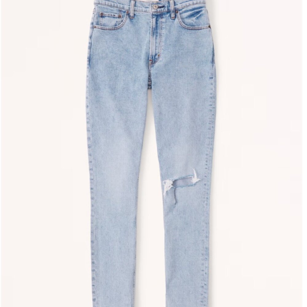 Abercrombie & Fitch The Skinny High Rise Distressed Denim Jeans